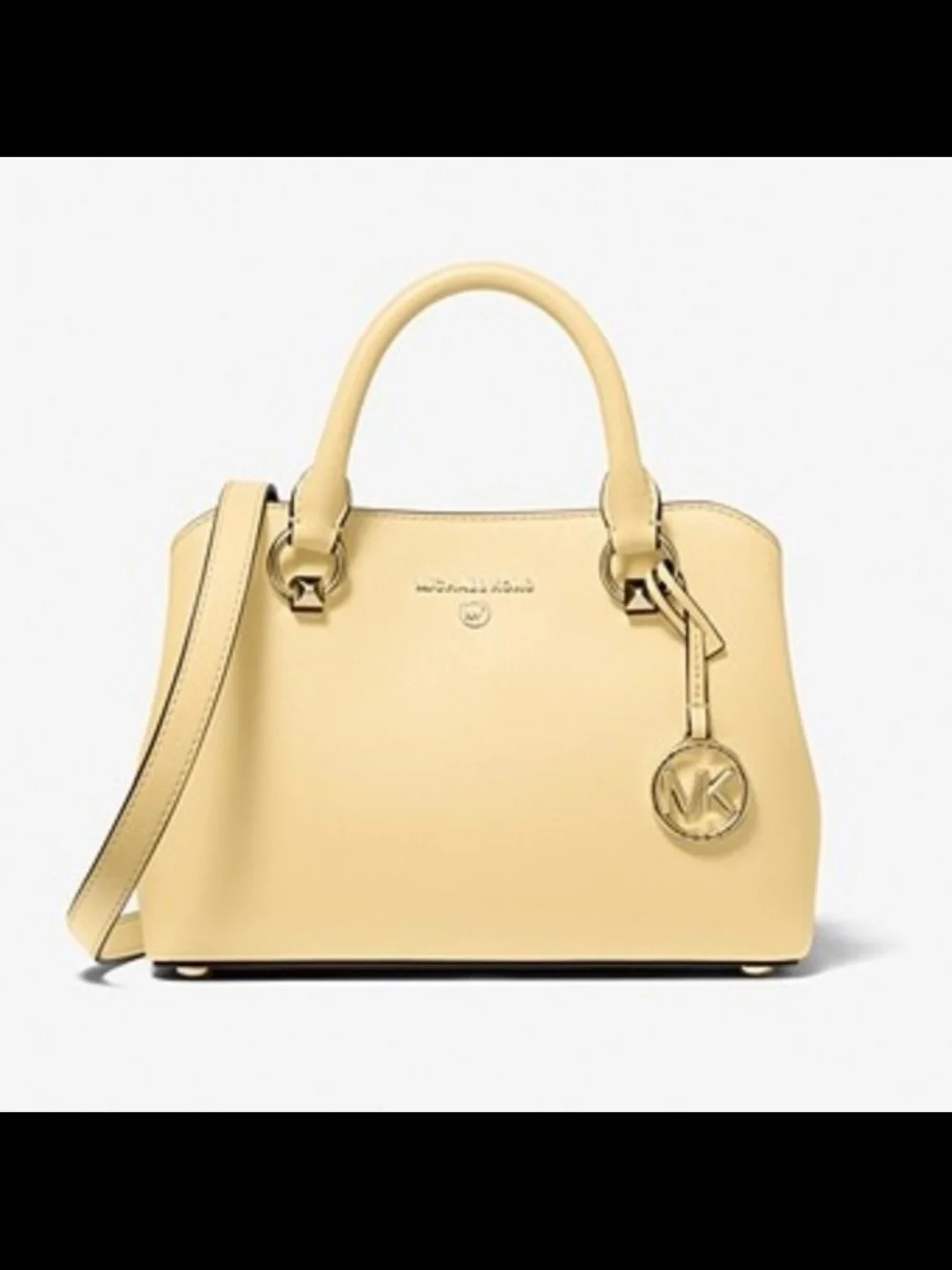 Michael Kors Pale Yellow Leather Edith Satchel with Gold Hardware